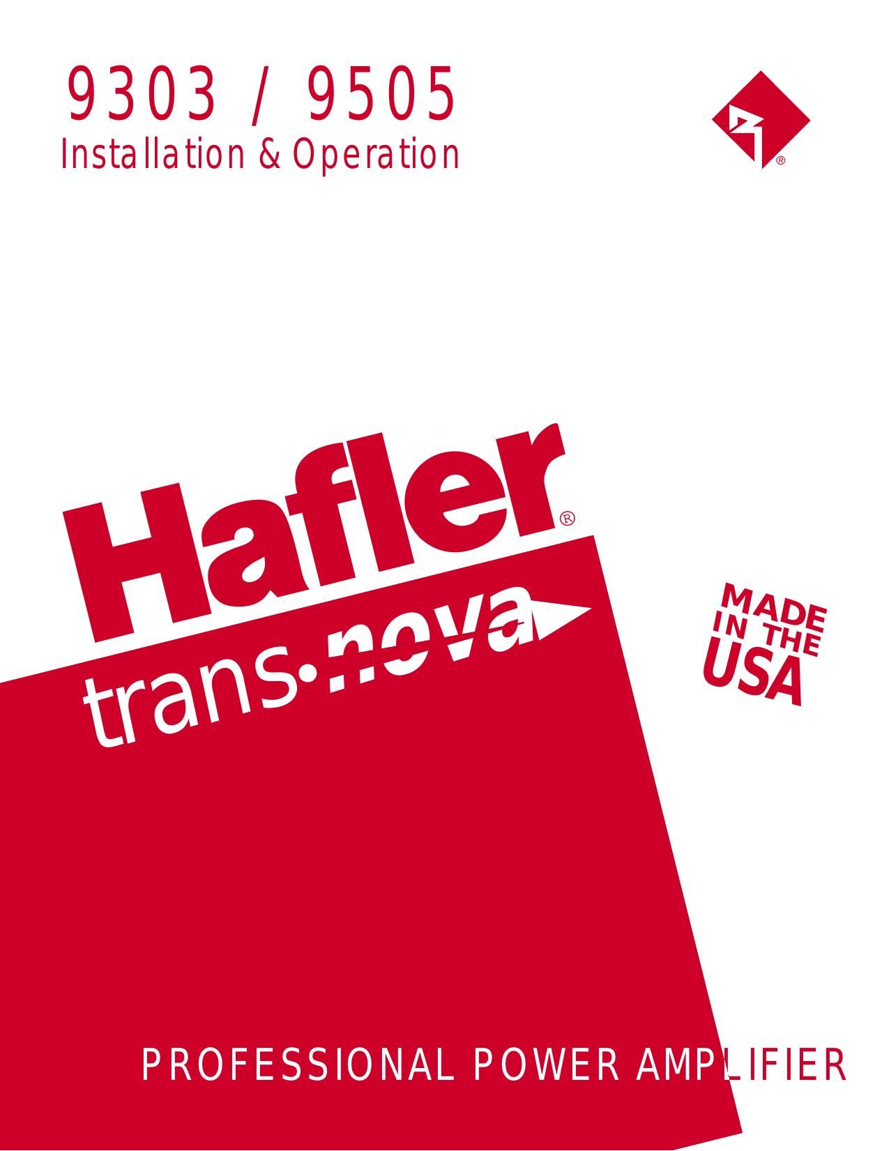 Hafler 9303 9505 Owners Manual