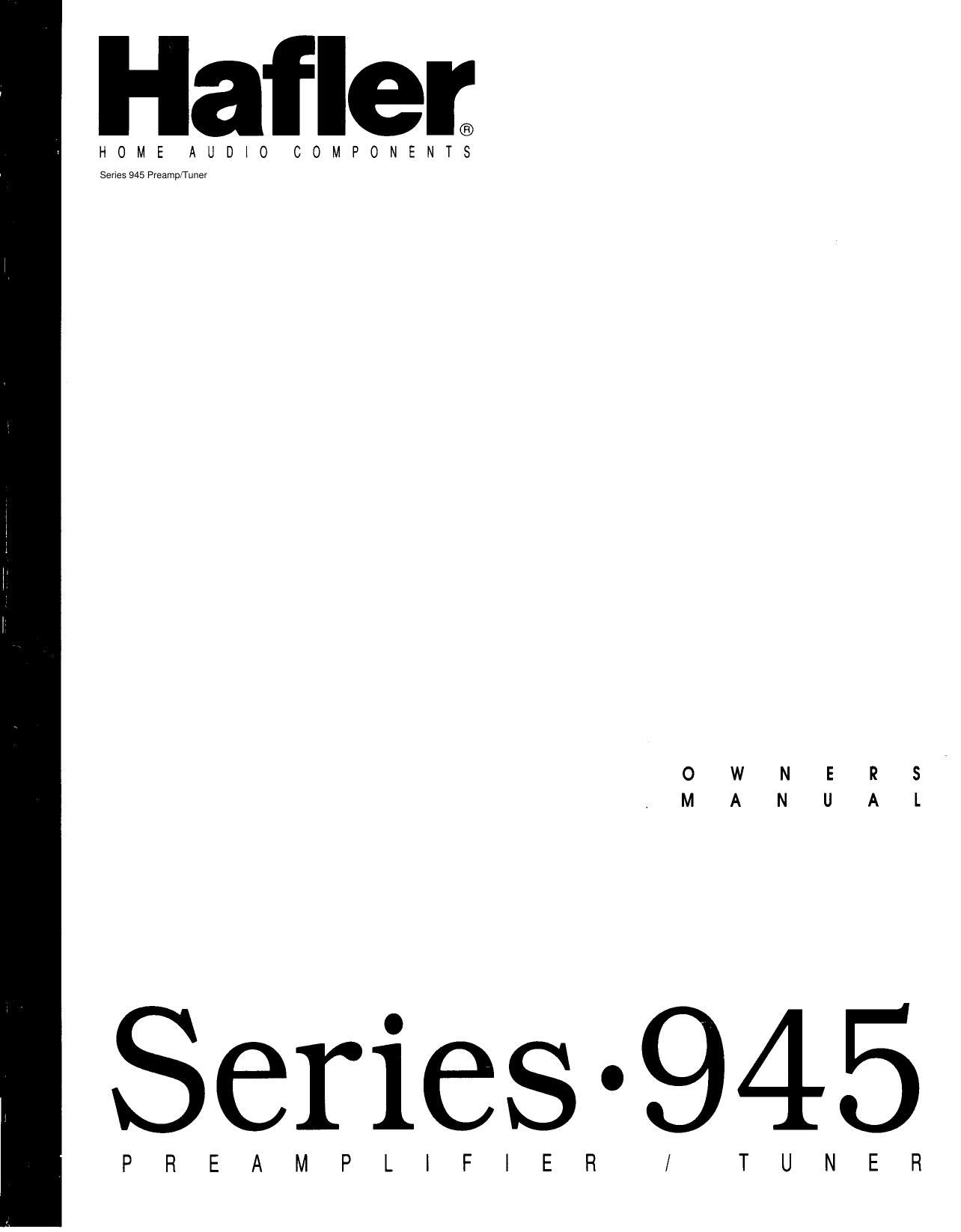Hafler 945 Owners Manual