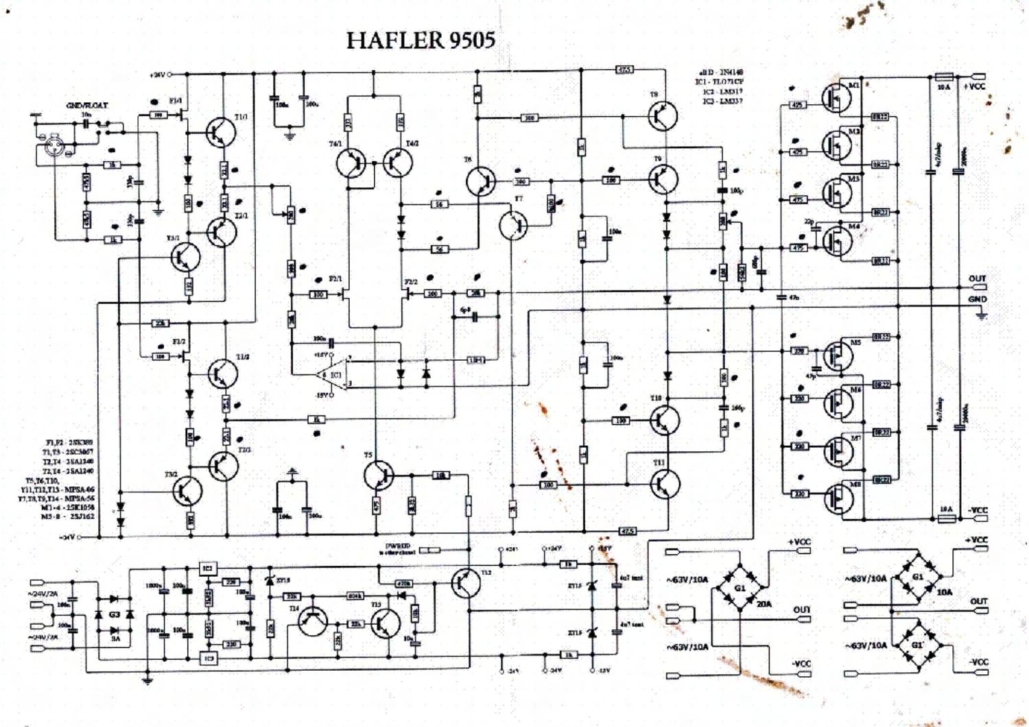 Hafler 9505 Schematic