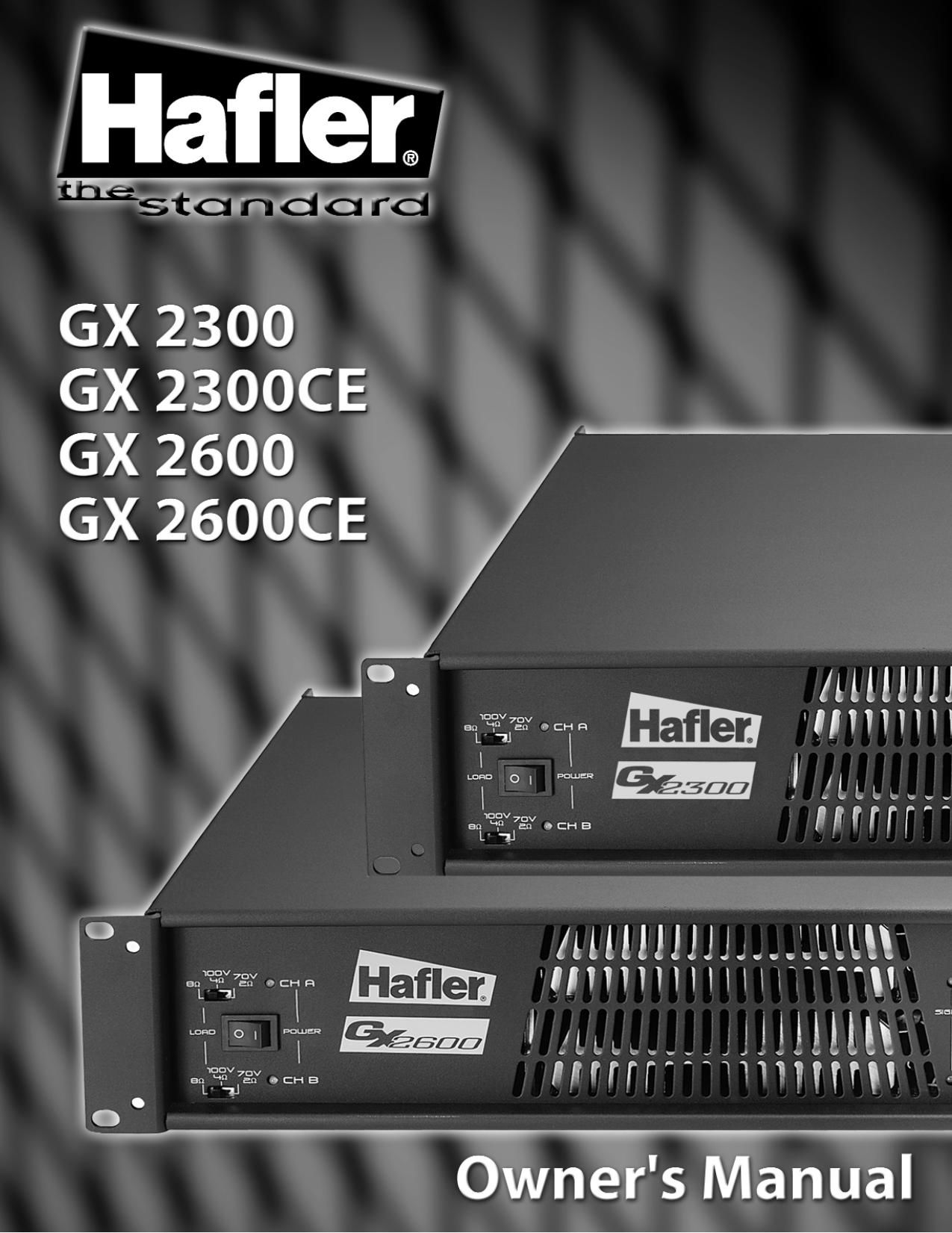 Hafler GX2300 GX 2300CE GX2600 GX 2600CE Owners Manual