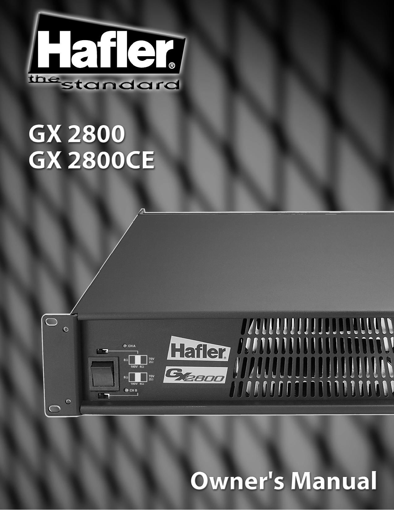 Hafler GX2800 GX2800CE Owners Manual