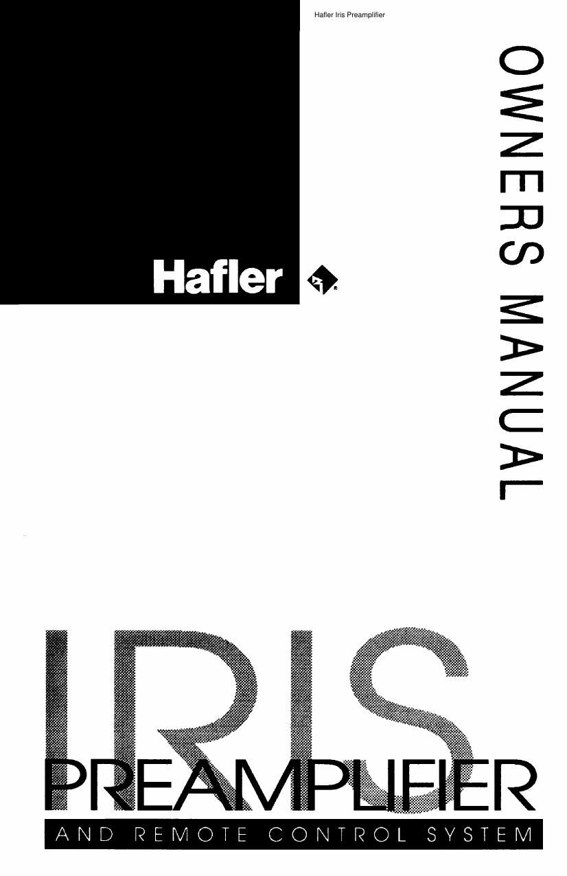 Hafler Iris Preamp Owners Manual