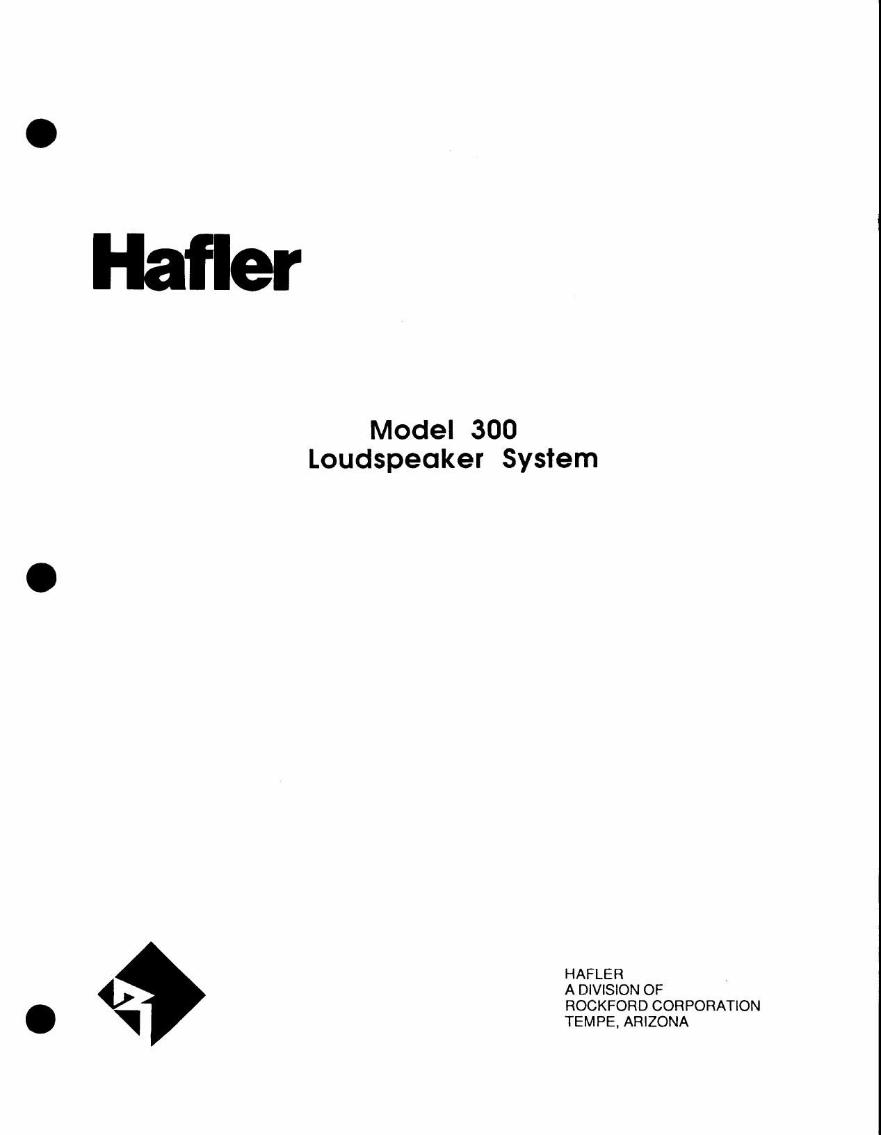 Hafler Model 300 Owners Manual