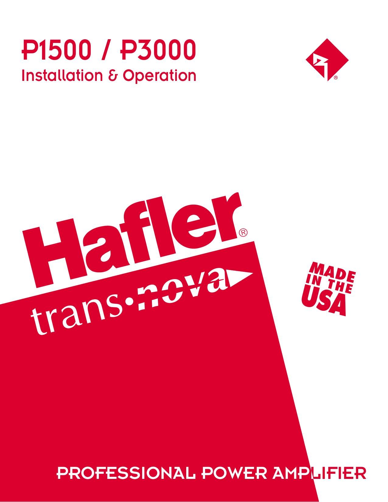 Hafler P1500 P3000 Owners Manual