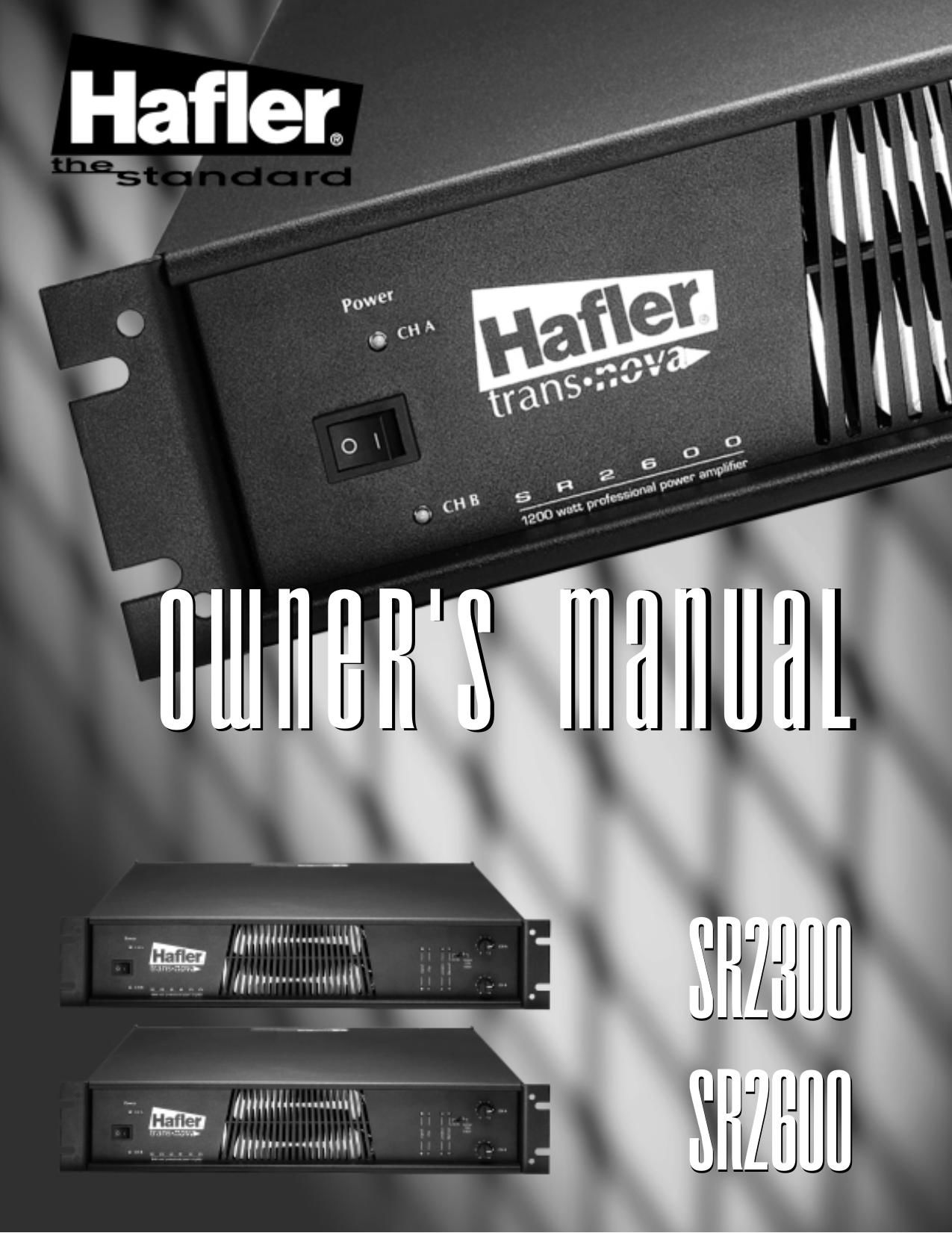 Hafler SR2300 SR2600 Owners Manual