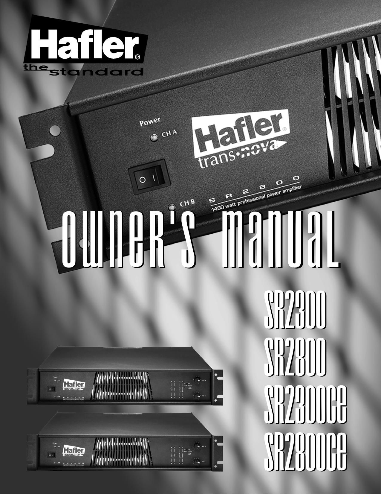 Hafler SR2300CE SR2800CE Owners Manual