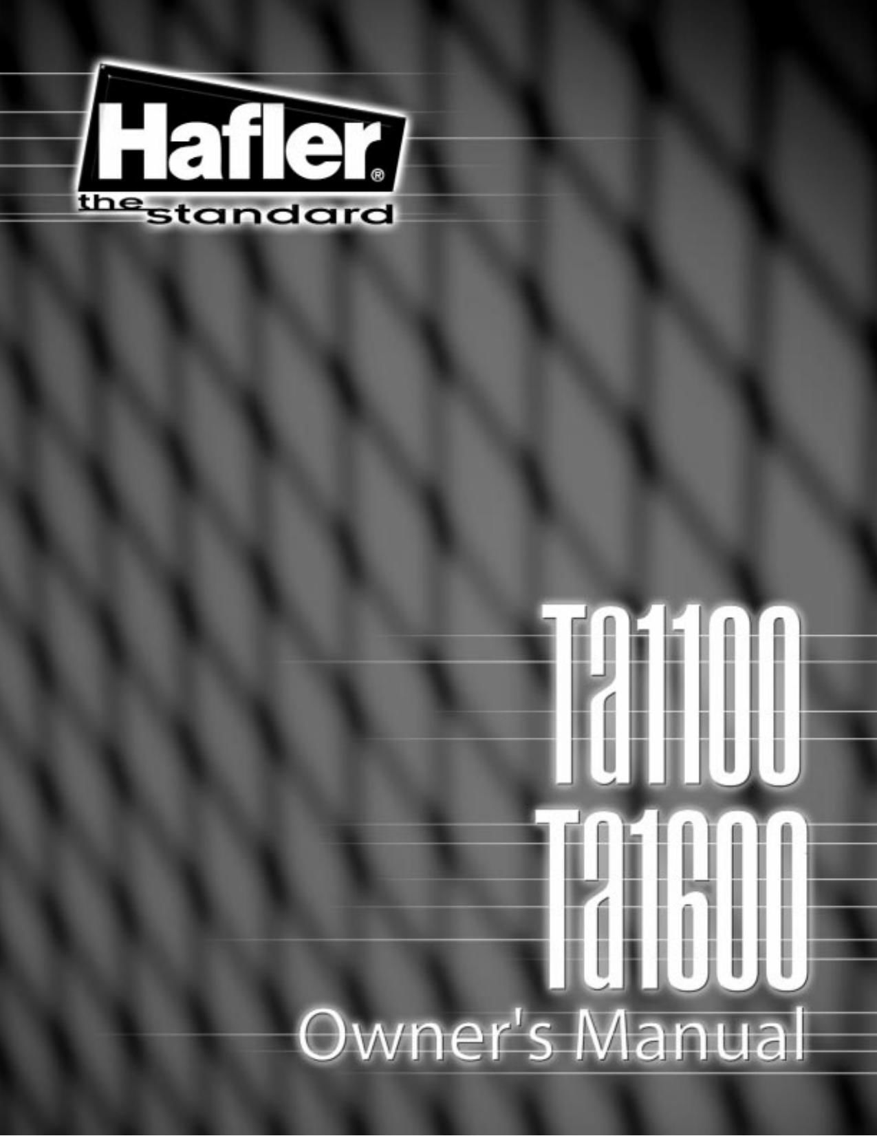 Hafler TA1100 TA1600 Owners Manual