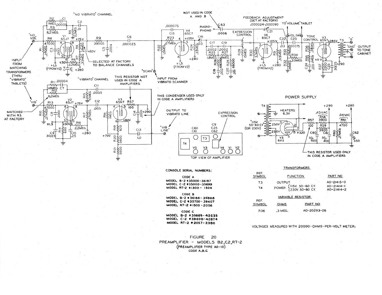 hammond ao 10 preamp b2 c2 rt2 schematic