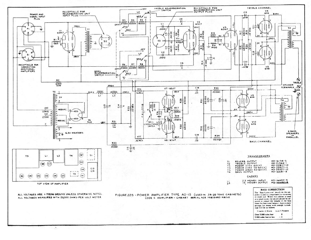 hammond ao 15 power amp code c jr 20 cabinets schematic