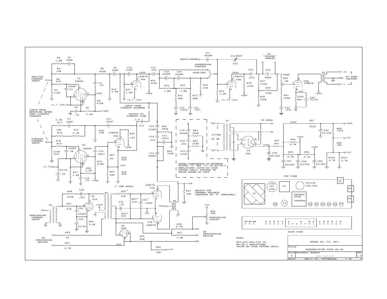 hammond ao 28 b3 c3 schematics