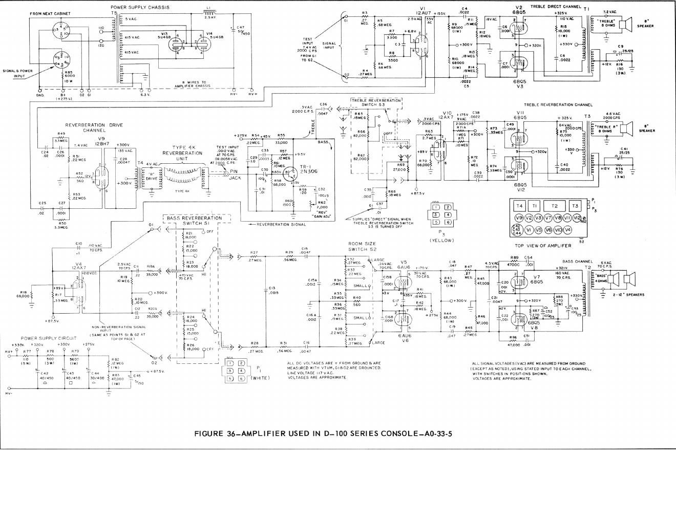 hammond ao 33 5 power amp d 100 schematic