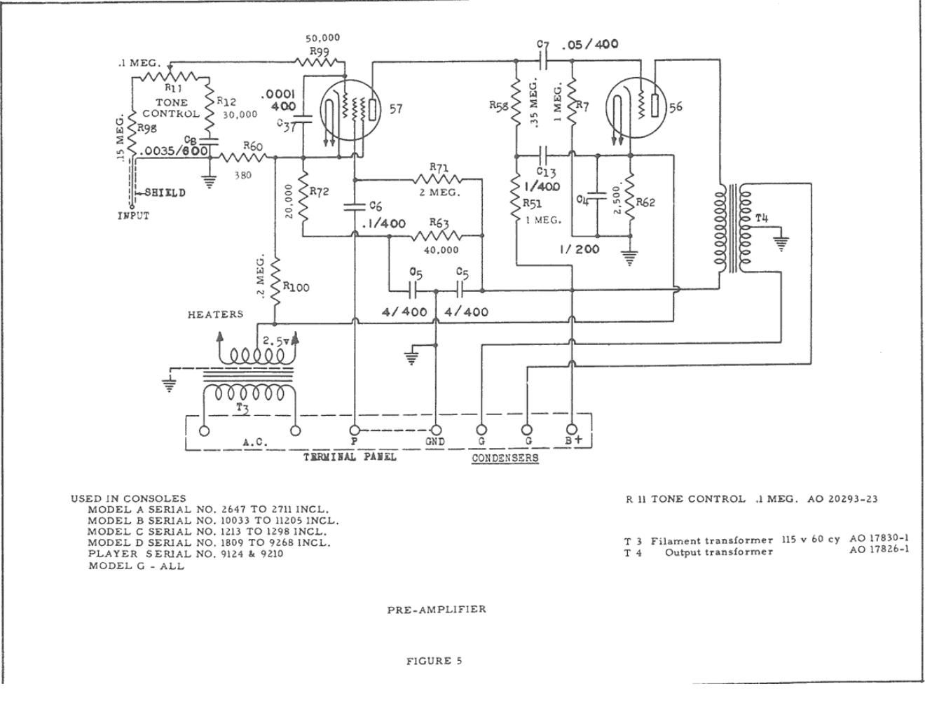 hammond early a b c d g preamp schematic