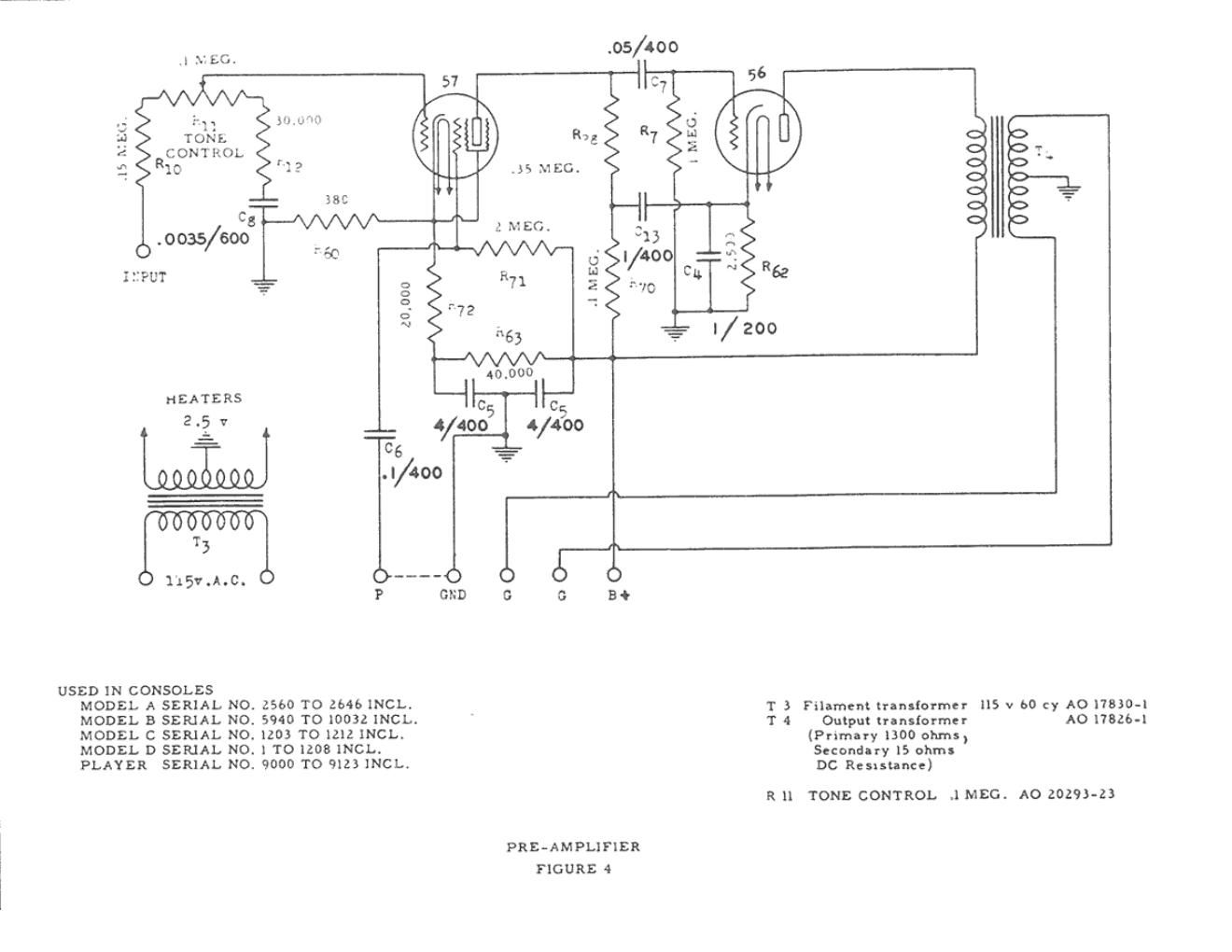 hammond early a b c d preamp schematic