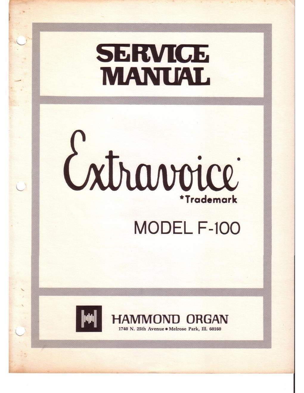hammond f 100 extravoice service manual