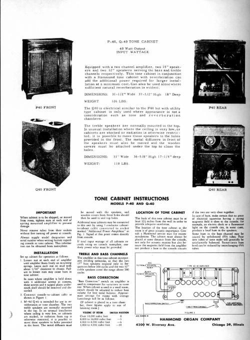 hammond p 40 q 40 owners manual