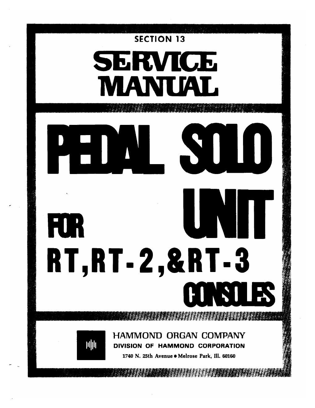 hammond pedal solo unit rt consoles service manual