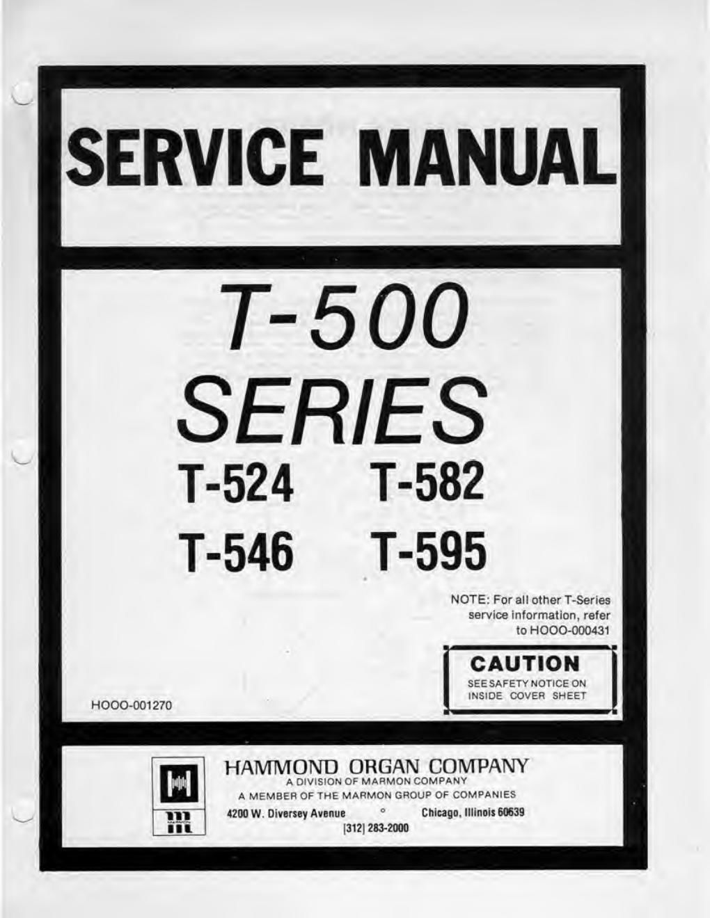 hammond t 500 series service manual