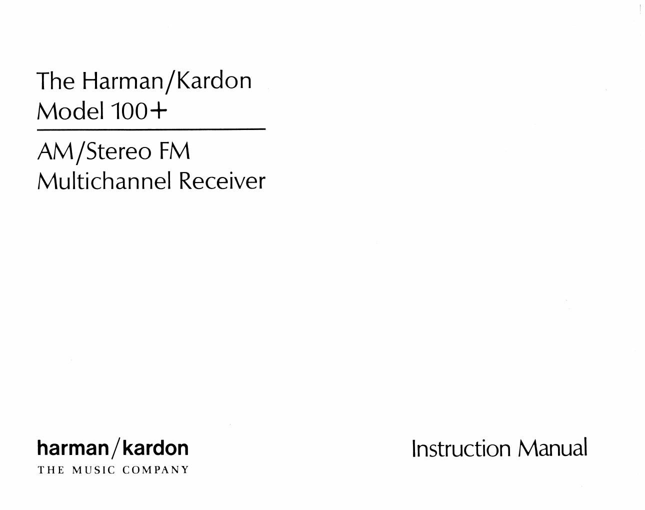 Harman Kardon 100 p Owners Manual