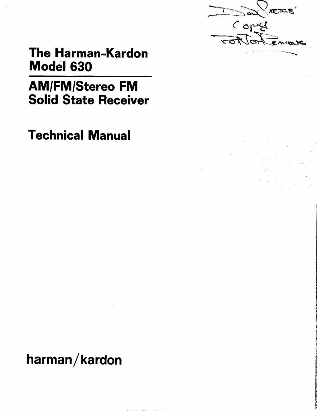 harman kardon 630 a service manual