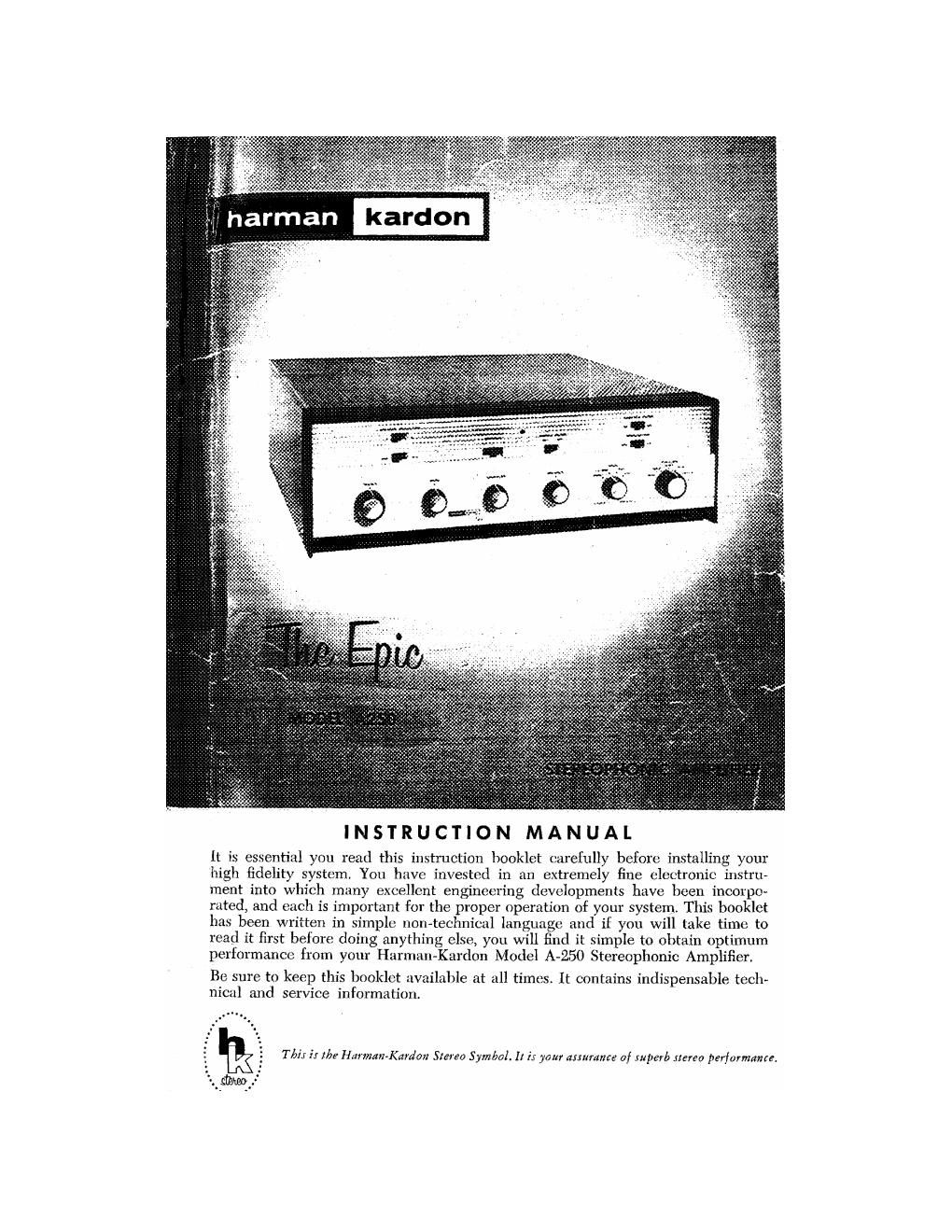 harman kardon a 250 owners manual