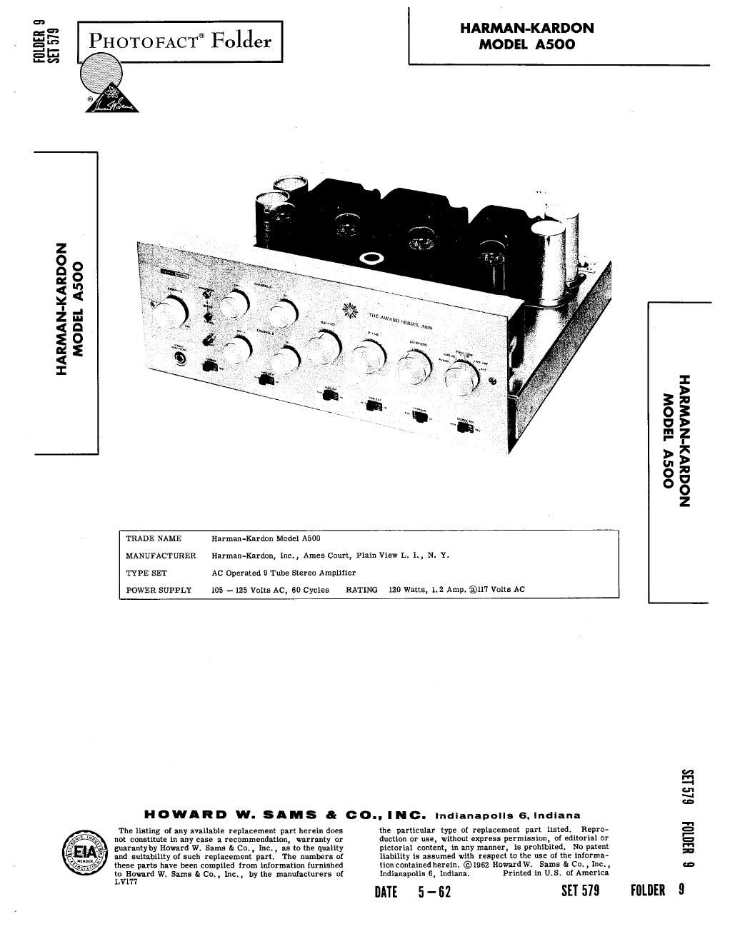 harman kardon a 500 service manual