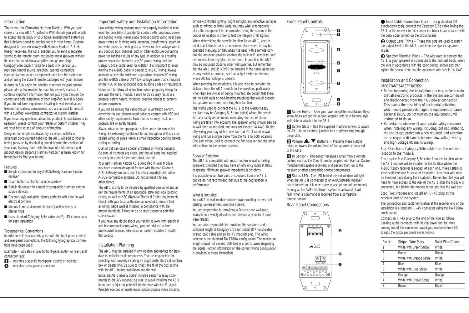 harman kardon ab 1 owners manual