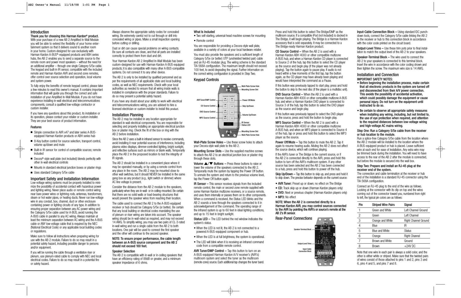 harman kardon ab 2 owners manual