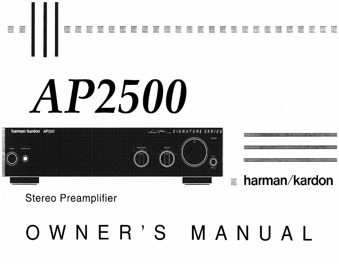 harman kardon ap 2500 owners manual