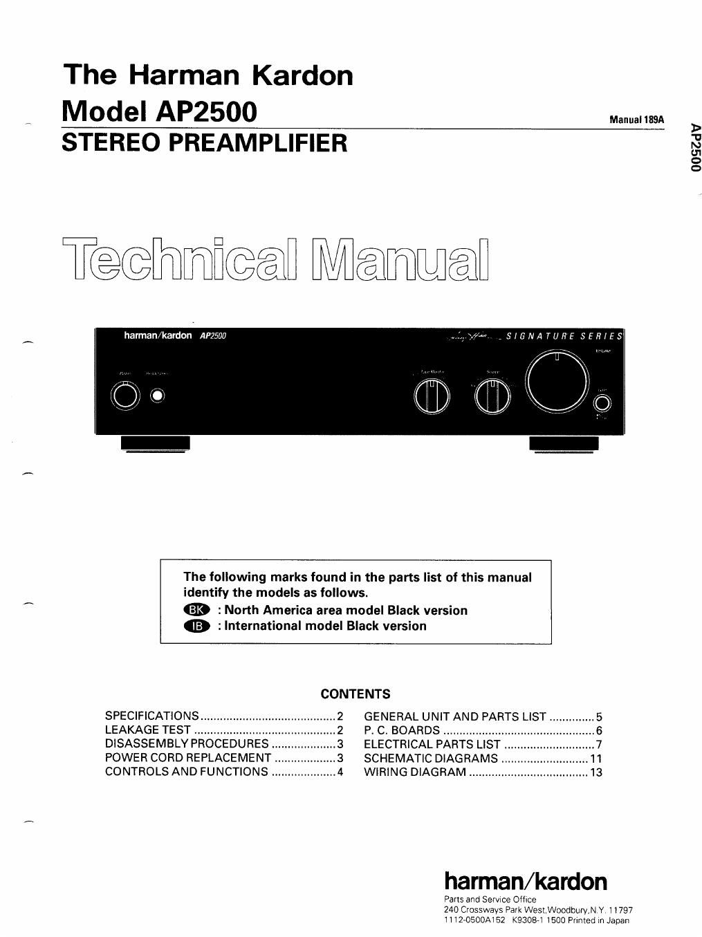 harman kardon ap 2500 service manual