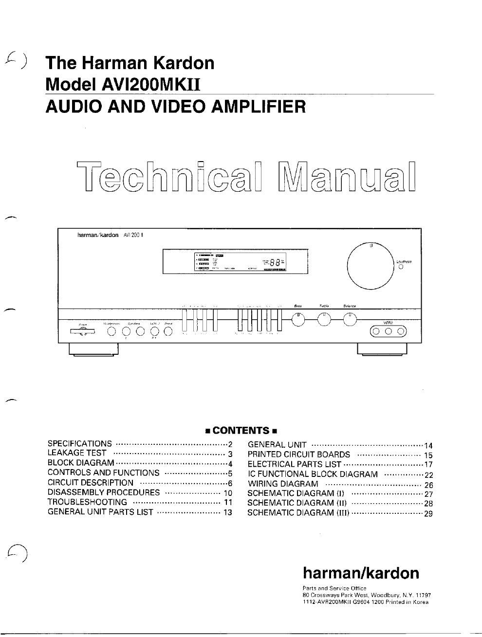 harman kardon avi 200 mk2 service manual