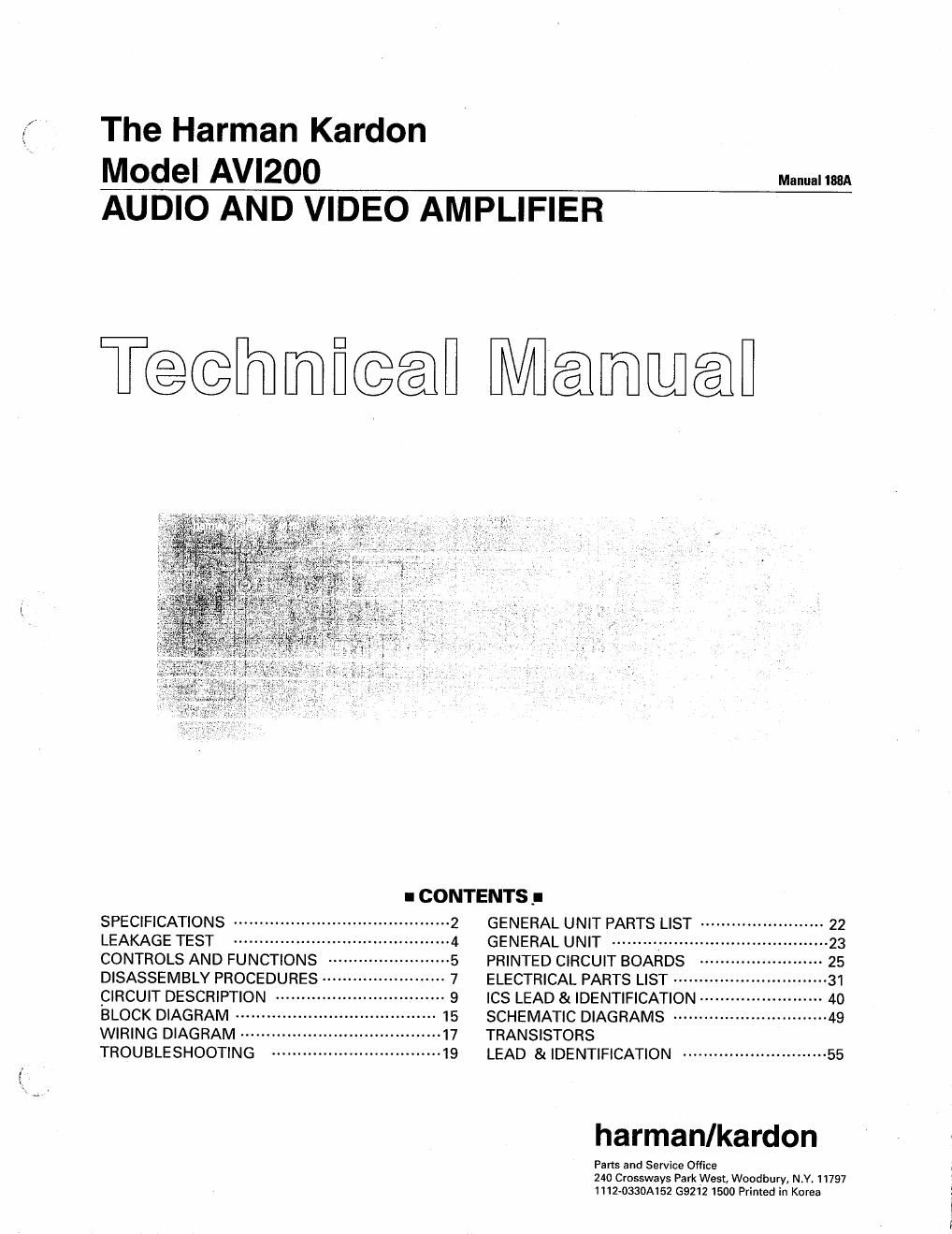 harman kardon avi 200 service manual