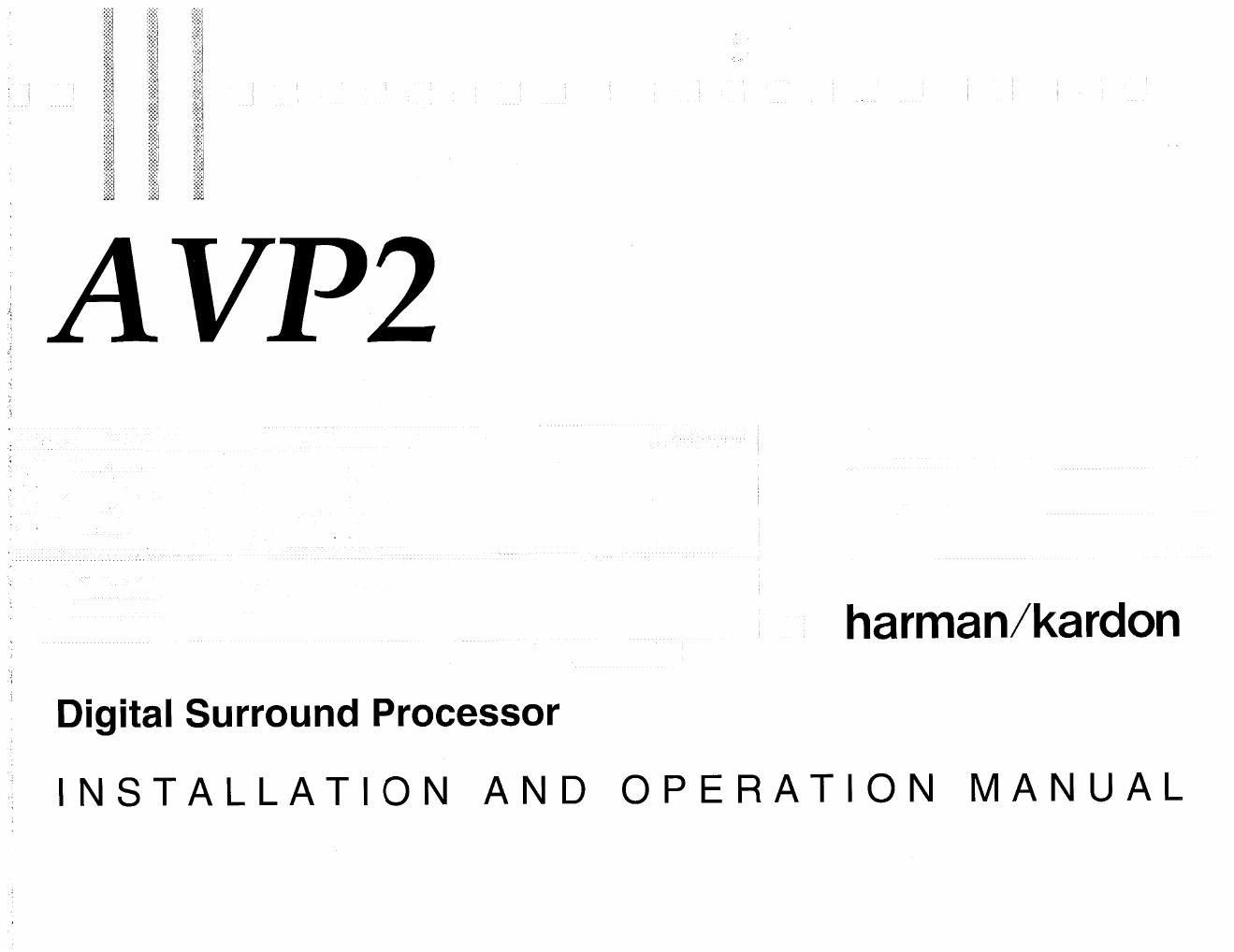 Harman Kardon AVP 2 Owners Manual