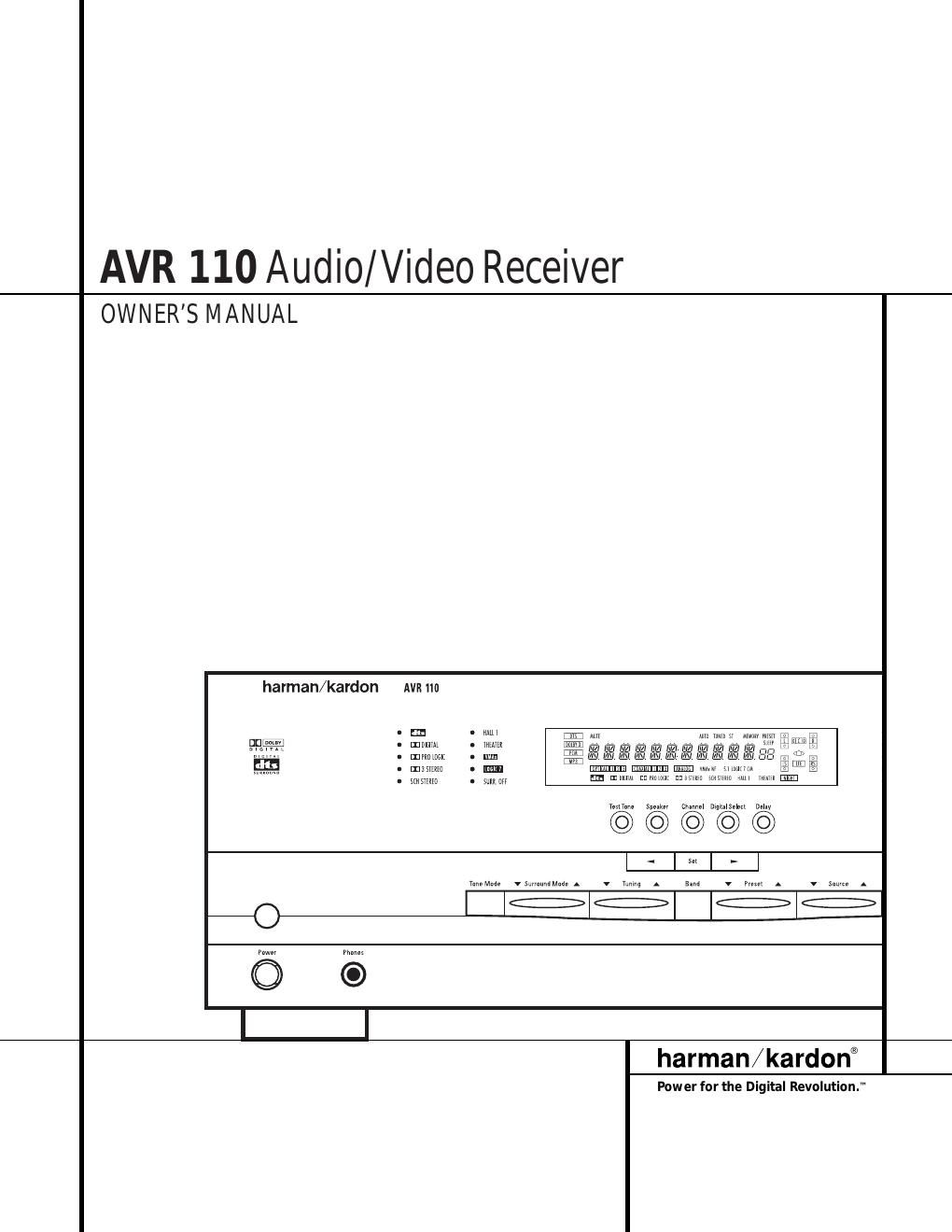 harman kardon avr 110 owners manual