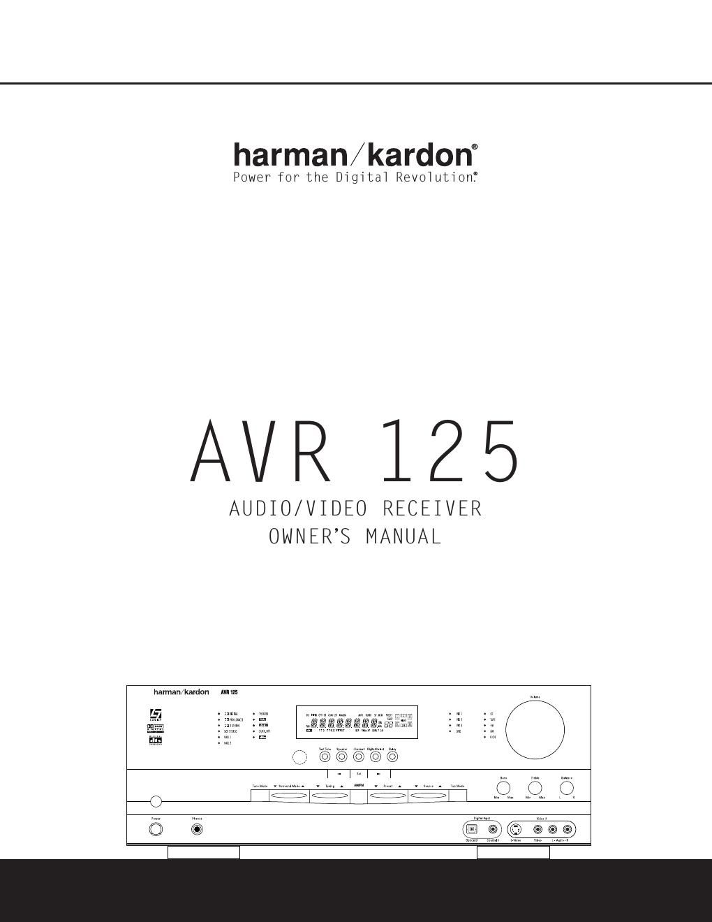 harman kardon avr 125 owners manual