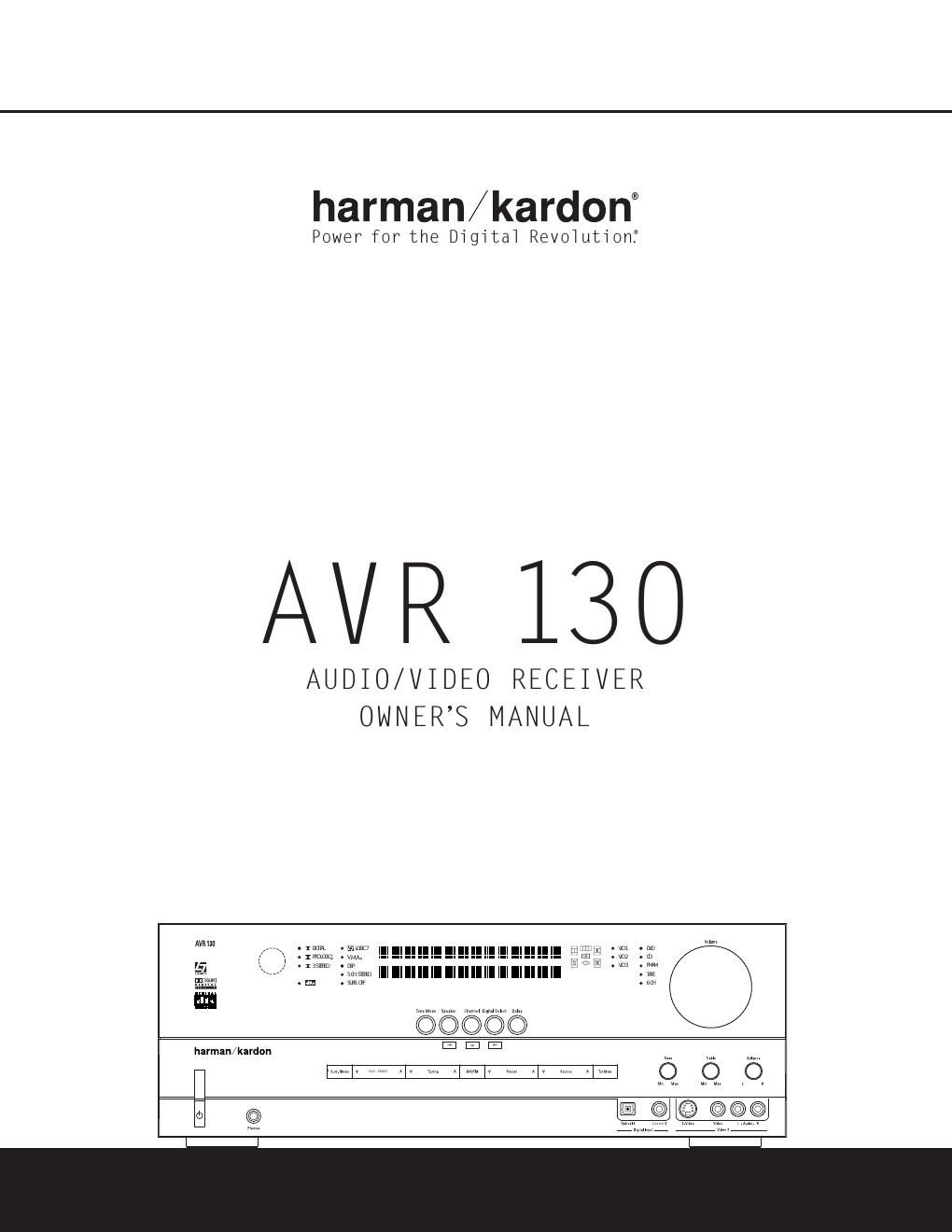 harman kardon avr 130 owners manual