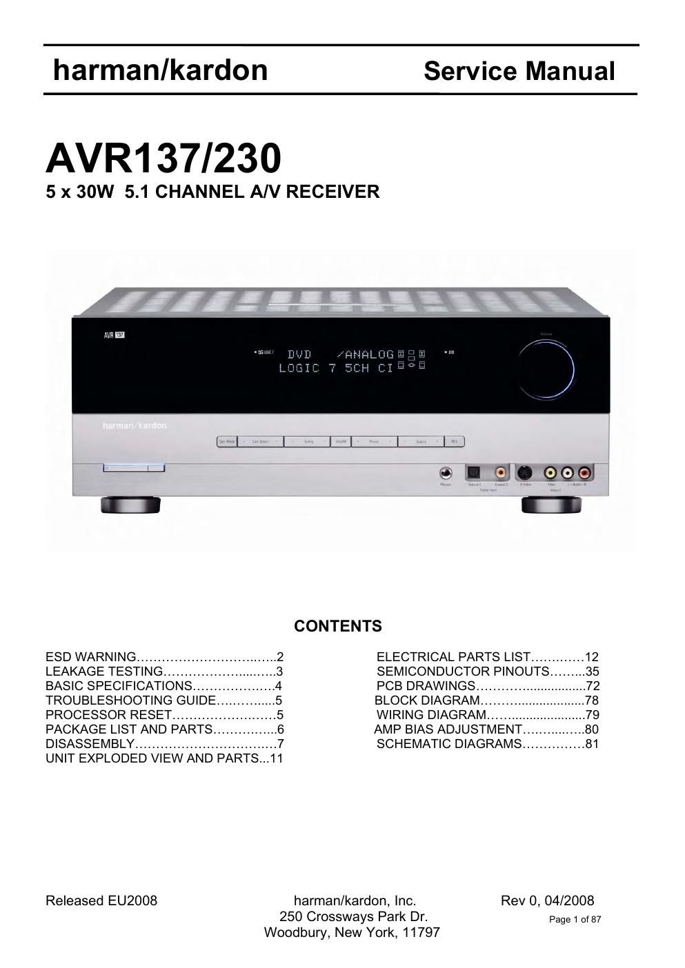 harman kardon avr 137 230