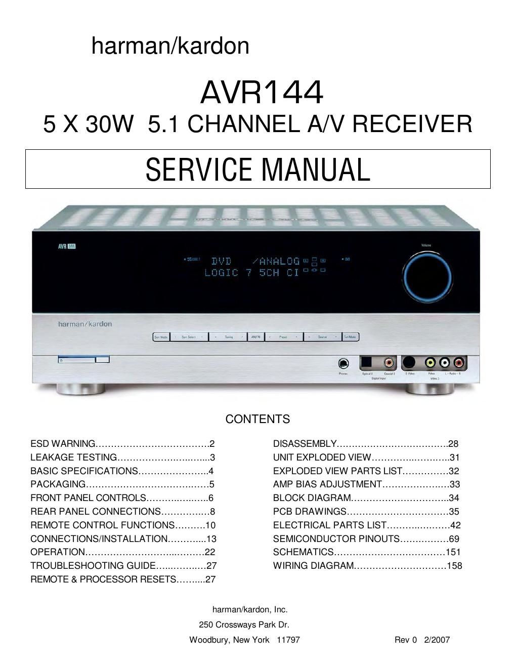 harman kardon avr 144 service manual