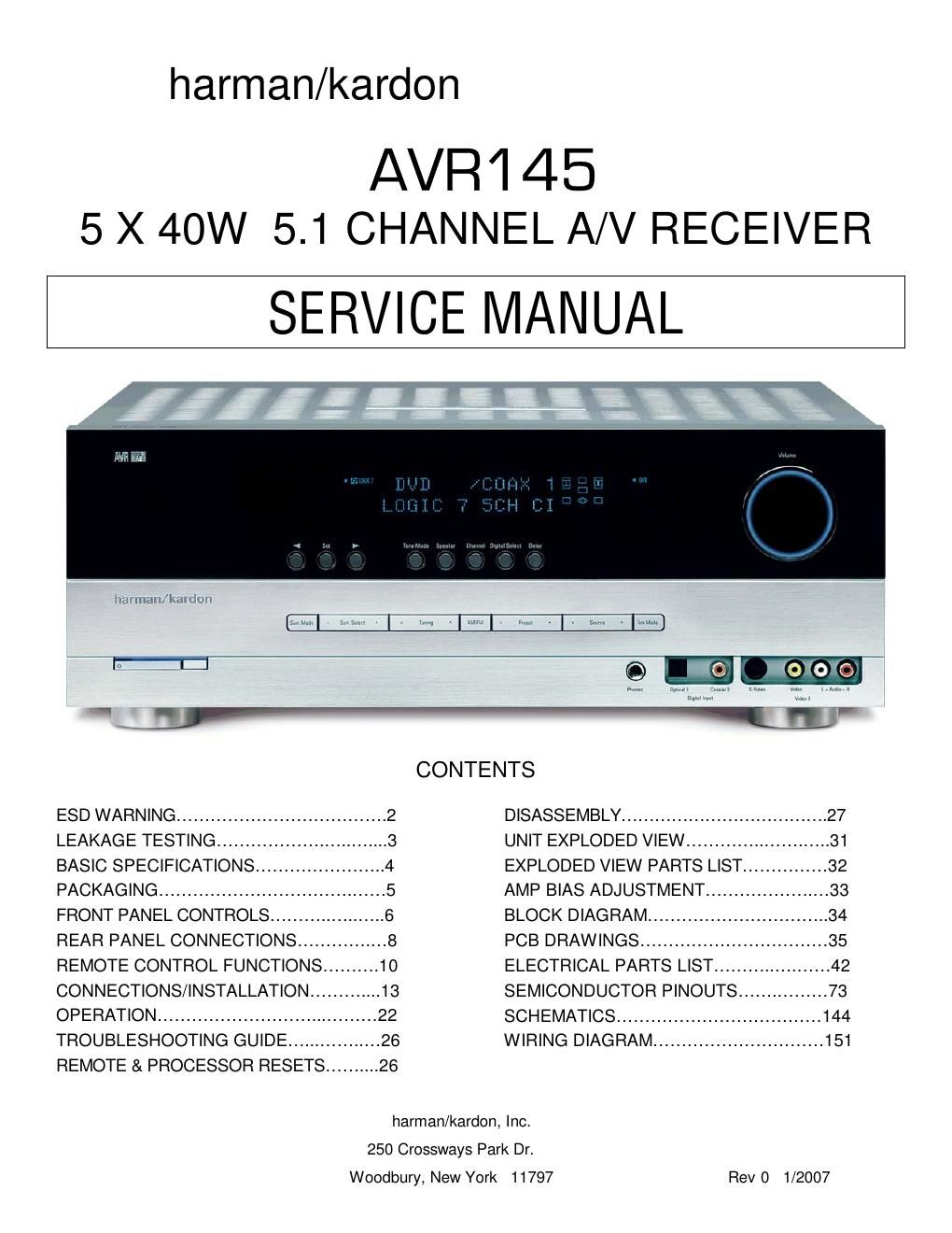 harman kardon avr 145 service manual