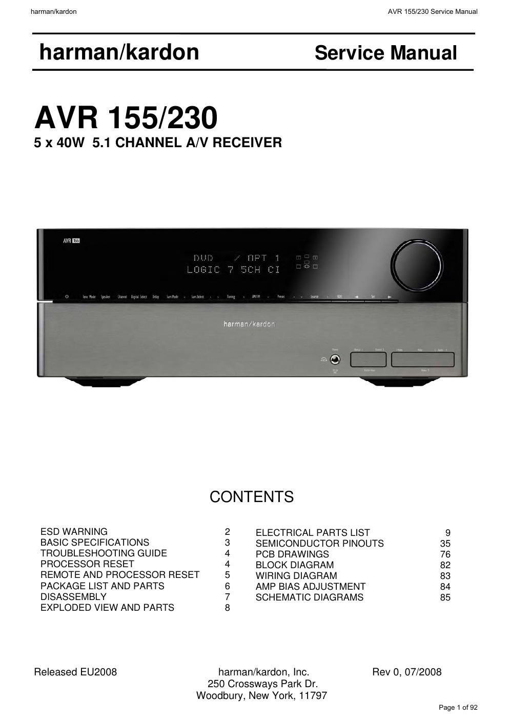 harman kardon avr 155 230