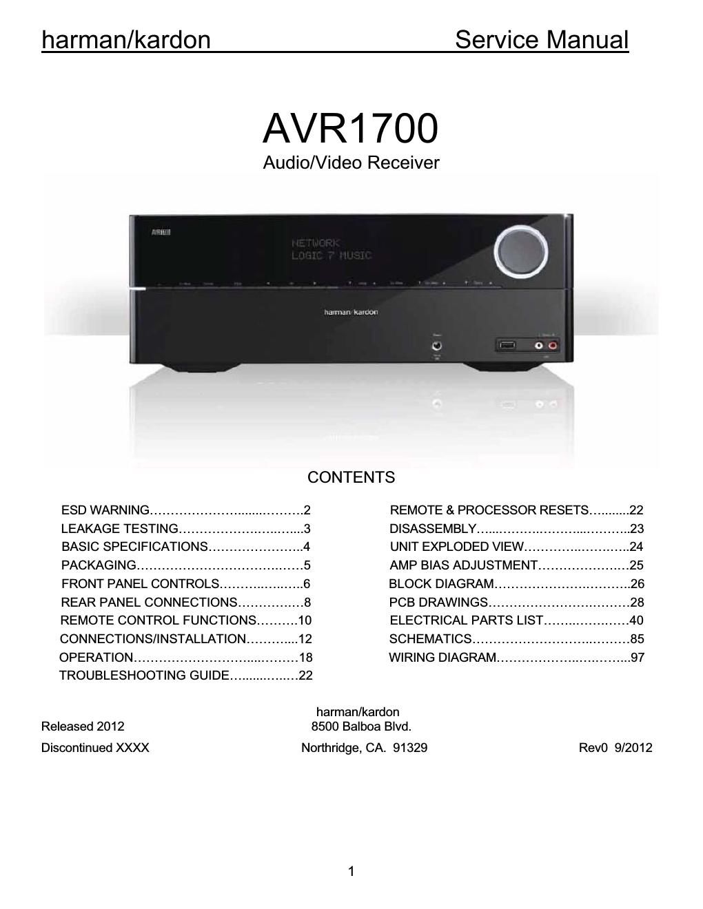 harman kardon avr 1700