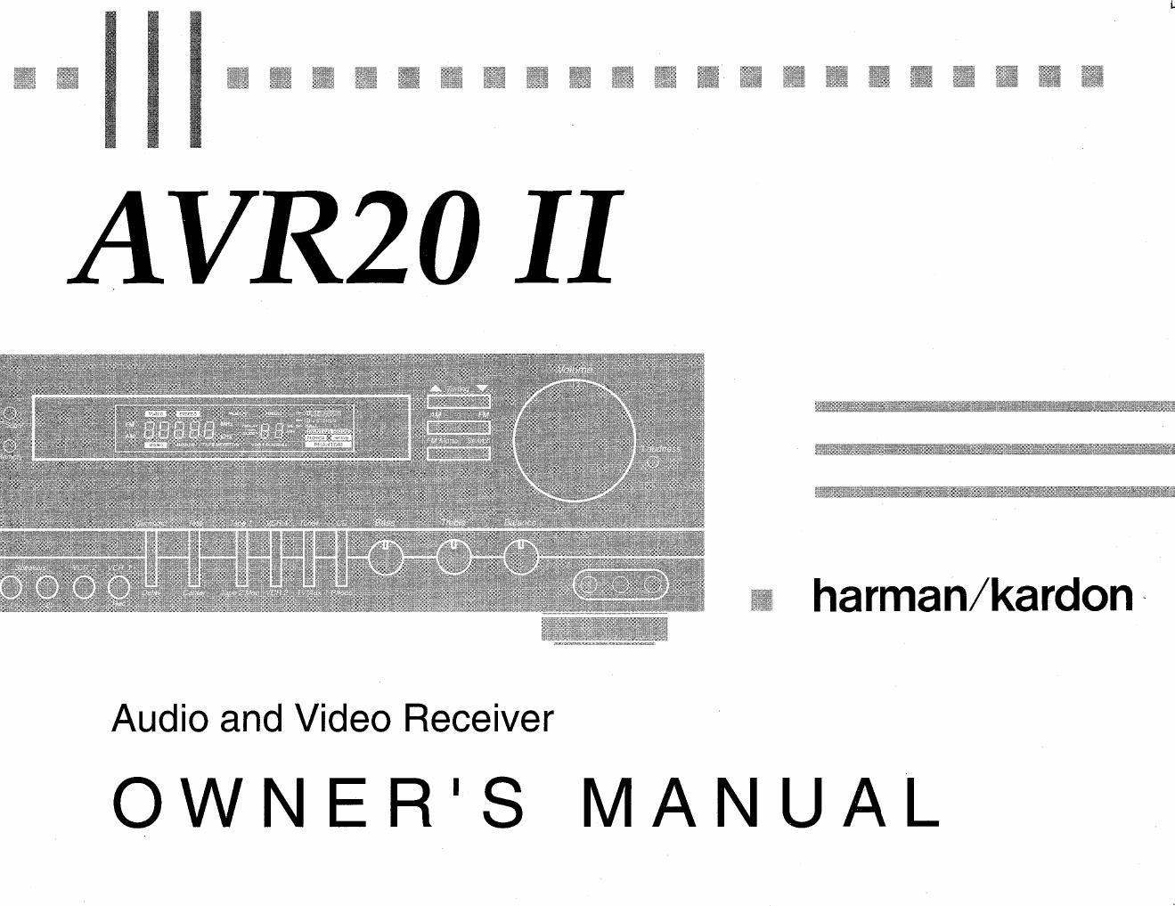 harman kardon avr 20 mk2 owners manual