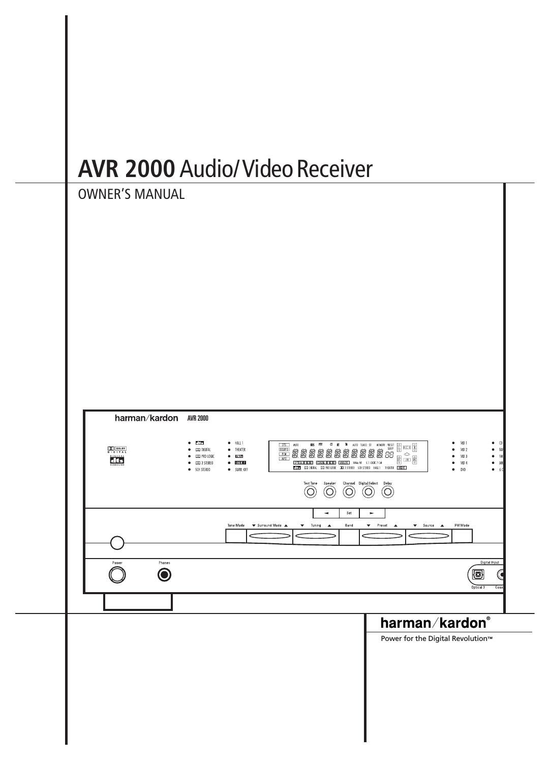 harman kardon avr 2000 owners manual