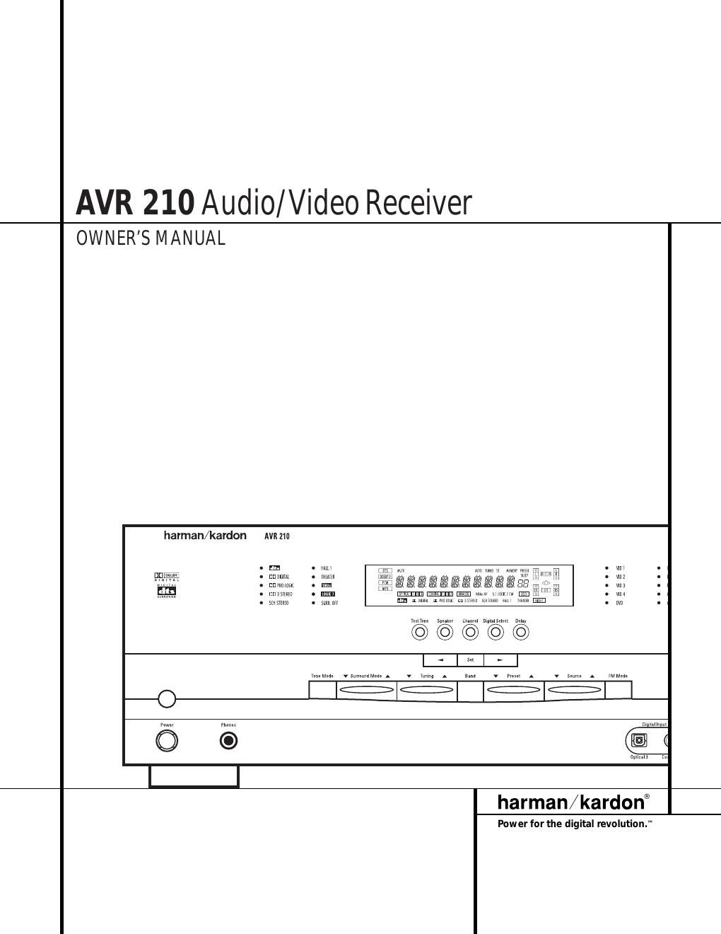 harman kardon avr 210 owners manual