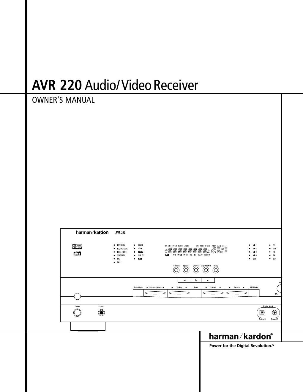 harman kardon avr 220 owners manual