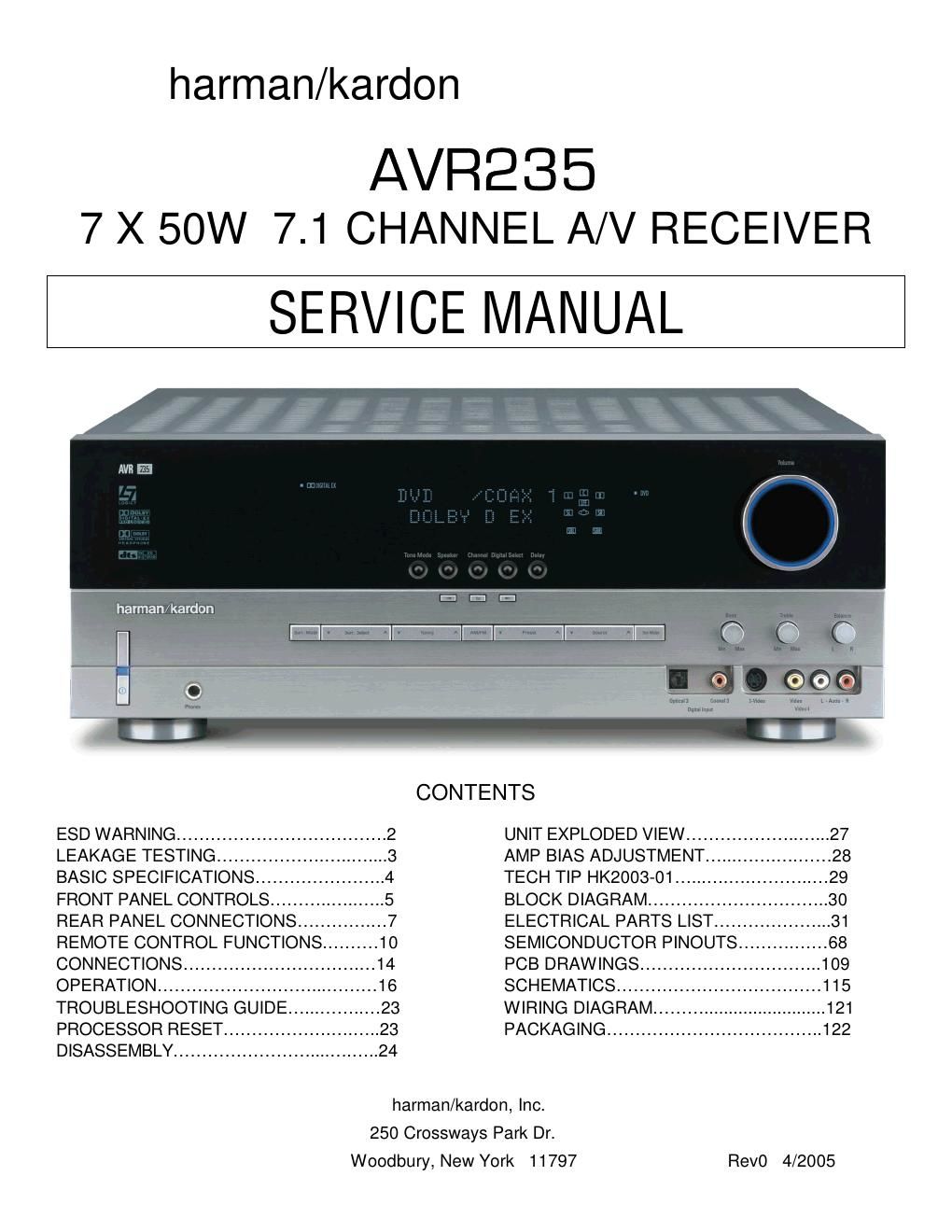 harman kardon avr 235 service manual