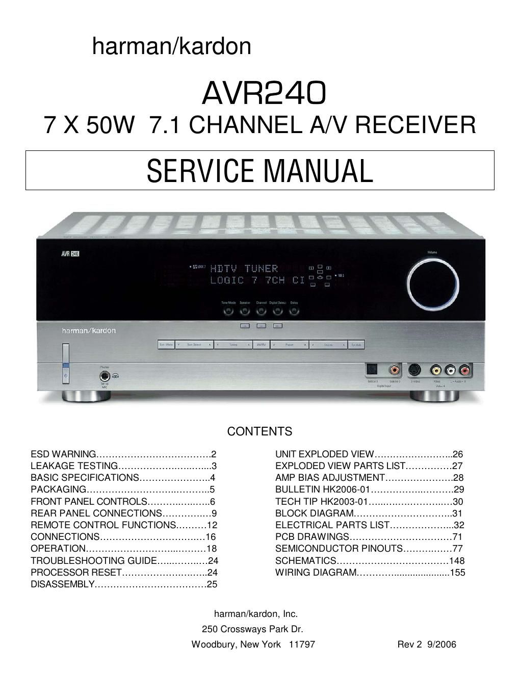 harman kardon avr 240 service manual