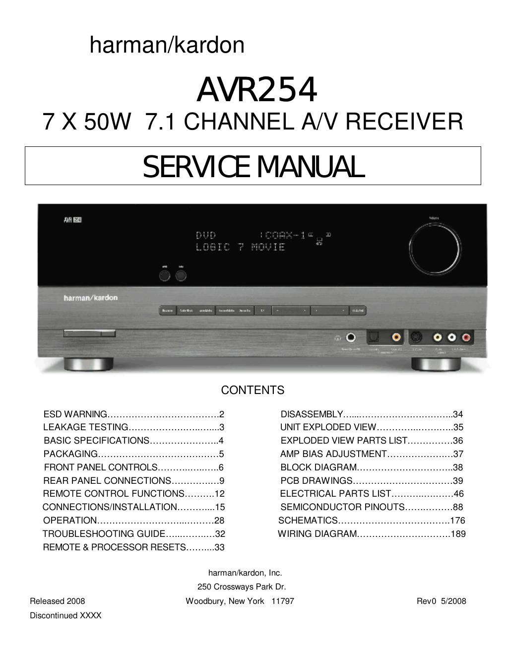 harman kardon avr 254 service manual