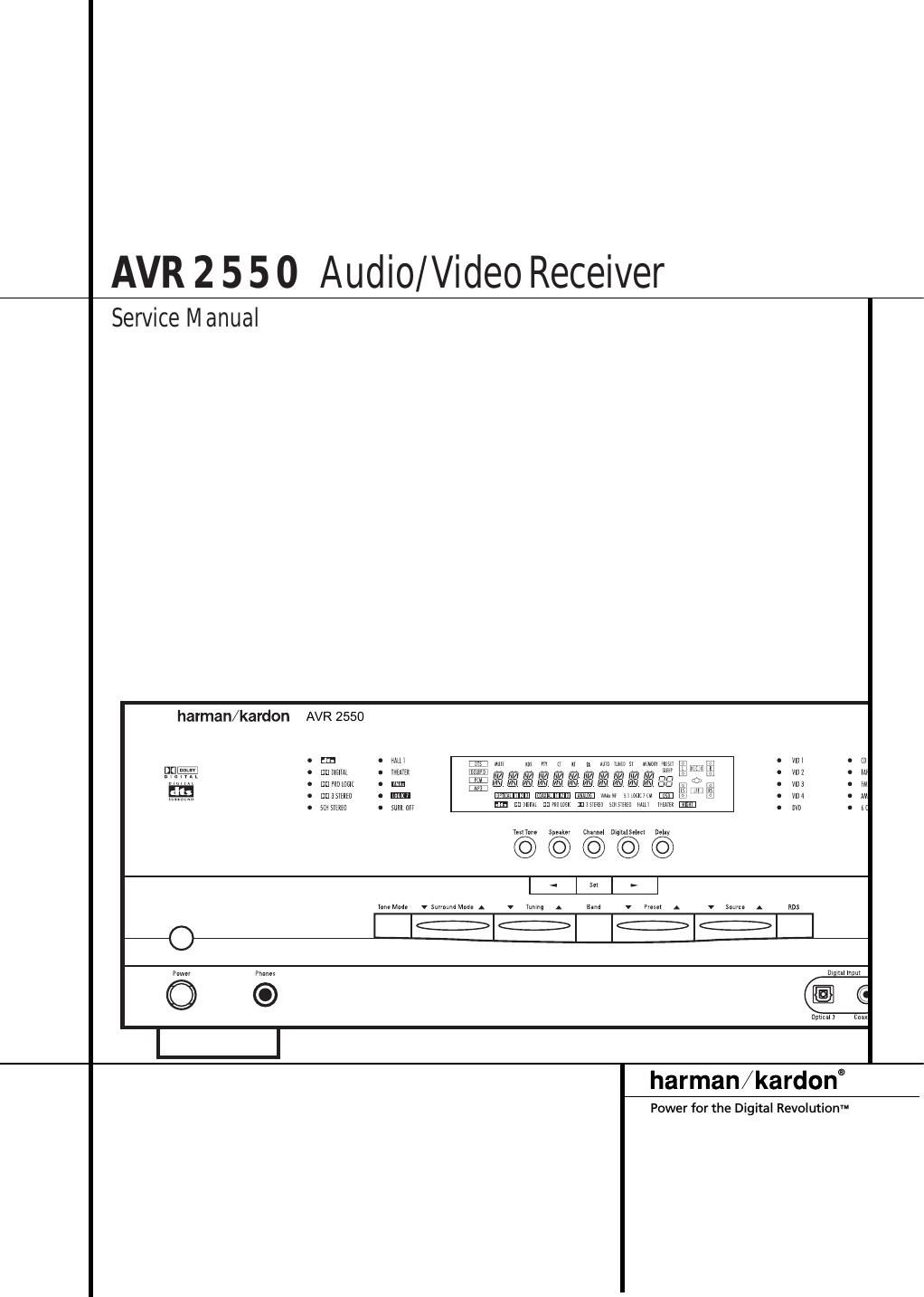 harman kardon avr 2550 service manual