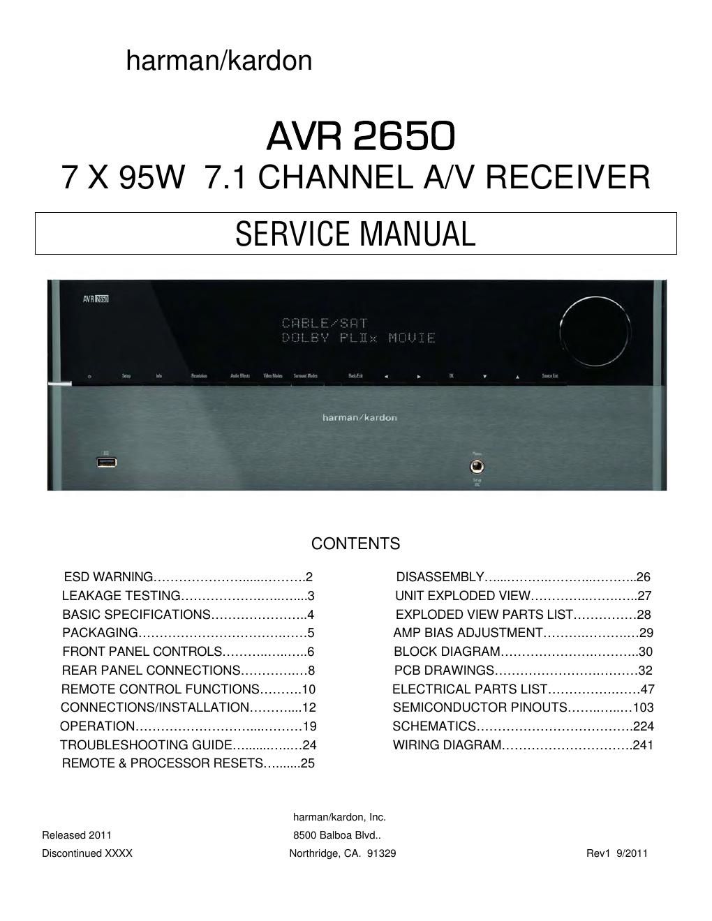 harman kardon avr 2650 part 1