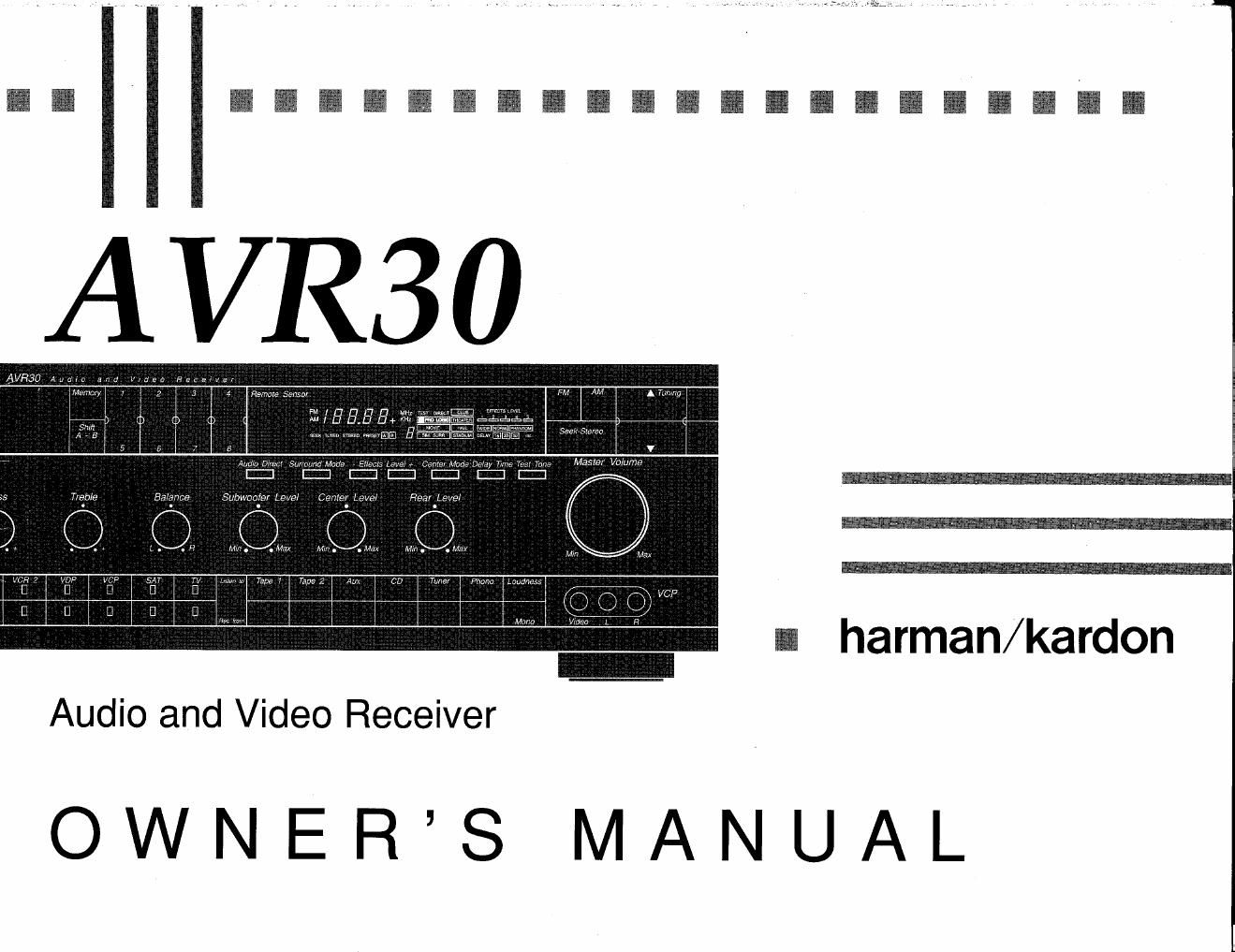 harman kardon avr 30 owners manual